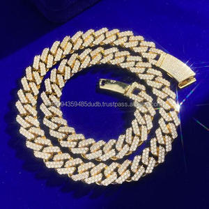 Collier chaîne cubaine en argent sterling 925 avec diamants Moissanite, bijoux de luxe Hip Hop, chaîne Iced Out pour hommes et femmes, vente en gros - Product Image 1
