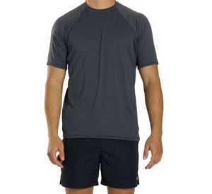 T-shirt de compression unisexe à manches longues gris foncé col rond pour entraînement adultes 220 grammes séchage rapide UPF50+ - Product Image 4