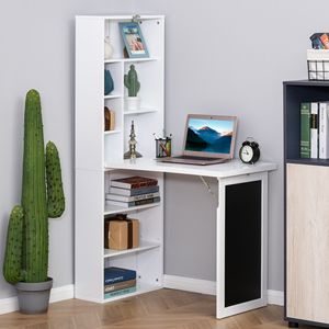 Tavolo da Scrittura Convertibile con Ripiano Laterale e Design Estensibile per Ufficio Domestico - Product Image 2
