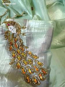 Conjunto de Saree y Blusa de Primera Calidad para Festivales, Diseño Candy Crush con Peacock Butta Hecho a Mano, Precio de Mayoreo, Saree Love - Product Image 4