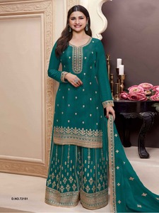 Women's <b>Party</b> Wear Designer Discharge Printed Salwar Kameez <b>Top</b>-Bottom and Dupatta Made in India - Product Image 3