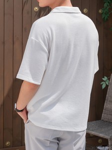 เสื้อโปโลผู้ชายผ้าฝ้ายเนื้อวาฟเฟิลทรงหลวมไหล่ตก - Product Image 2