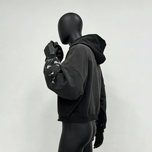 Sweat à capuche personnalisé OEM, effet délavé, lourd, délavé au soleil, en coton molletonné français, coupe oversize pour hommes - Product Image 3