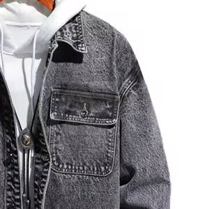 Veste en jean pour homme, prix bas, haute qualité, logo personnalisé imprimé, grandes tailles, veste en jean personnalisée pour homme - Product Image 2