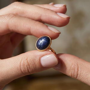 Anillo de Compromiso de Oro Amarillo Sólido de 14k con Zafiro Azul Ovalado Natural de Alta Calidad, Hecho a Mano, para Mujer, Venta al Por Mayor - Product Image 6