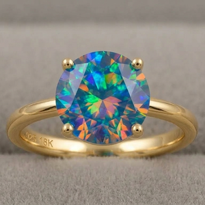 Engagement Style <b>Ring</b> 10mm with CZ 925 Sterling <b>Silver</b> 18K Gold Plated 8g Fine Jewelry At Wholesale Price - Product Image 3