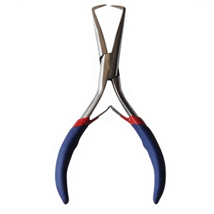 High Quality Durable Stainless Steel Blue Hair Extension Pliers Non-slip <b>Silicone</b> Handle Micro Links Rings <b>Beads</b> Connectors - Product Image 3