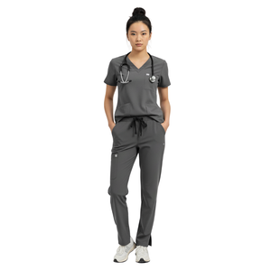 Ensemble de Blouse Médicale Unisexe à Col en V et Pantalon Cargo Jogger – Confortable, avec Poches Utilitaires, Tissé – Prix de Gros - Product Image 1