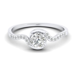 Bagues de fiançailles REYES personnalisées en argent sterling 925 avec moissanite taille ronde 0,58 carat, or blanc 14 carats, cadeau d'anniversaire, bijoux - Product Image 5