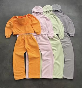 Premium Custom Logo 400 GSM Heavyweight Cotton Polyester Fleece Breathable Boxy Hoodie Baggy Streetwear Winter Men's <b>Set</b> - Product Image 1