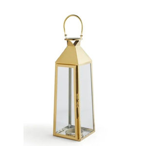 Lanterne porte-bougie en laiton noir, idéale pour la décoration de la maison et de mariage, lanterne de table artisanale avec panneaux en verre - Product Image 3