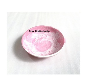 Bol à salade en résine fait main avec texture marbrée Aqua Swirl, bol de décoration pour la maison, utilisé dans les hôtels, restaurants, vaisselle - Product Image 6