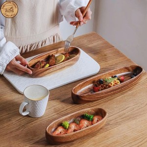 Handmade Custom Oval Fruit <b>Snack</b> Coffee Plate Wooden Serving <b>Tray</b> for <b>Snack</b> Nut Fruit Wood Serving <b>Tray</b> for Food By UO INDIA - Product Image 3
