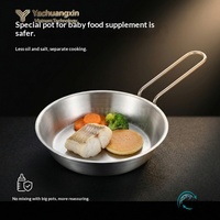 Poêle à frire moderne YCX en acier inoxydable 304, compatible avec les cuisinières à gaz de camping en plein air, couvercle de casserole avec poignée pliable, pour 1 personne, bébé, enfant