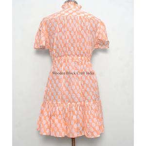 Robe d'été élégante et vintage pour femme, faite à la main en coton biologique, col rond, manches longues, coupe trapèze, imprimé floral, respirante - Product Image 6