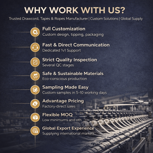 Cordón Redondo de Algodón 100% con Extremo Metálico, Longitud Personalizada, Cordón para Sudadera, Fabricante OEM ODM - Product Image 5