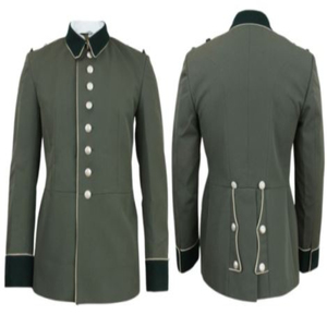 <b>Men's</b> Uniform Fleece Overcoat Breathable Durable Custom Eco-Friendly 100% Wool White Piping WW2 German M35 Tunic - Product Image 2