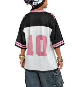 Maillot de football américain surdimensionné pour femme en maille, style streetwear, avec numéro imprimé, respirant, décontracté, personnalisable OEM - Product Image 6
