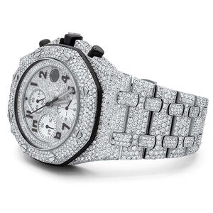 Montre à quartz pour homme en acier inoxydable, style Hip Hop, sertie de moissanite et de diamants VVS, design robuste, bracelet de 20 mm, cadran en verre, tendance - Product Image 2