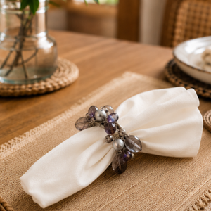 Luxury Stone Crystal Beaded Napkin Rings | Decorative Table Napkin Holders Wedding Dining Decor Hotel Restaurant Banquet Table - Product Image 4