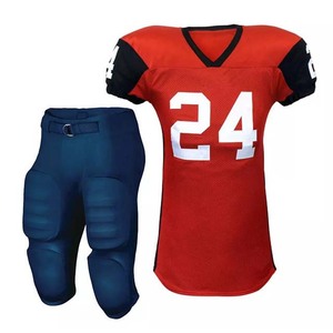 Uniformes de fútbol americano personalizados con bordado y estampado por sublimación disponibles en múltiples colores y tallas para competiciones deportivas. - Product Image 4