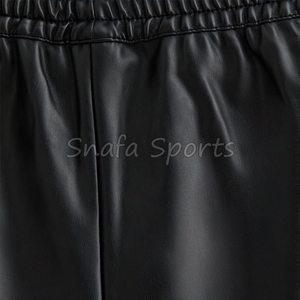 Hot Sell Women Leather Shorts with Utility Pockets - Stylish High-Waisted Faux Leather Bottoms for Casual women's shorts OEM - Product Image 6