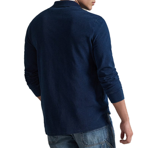 New Men's <b>Classic</b> Fit Indigo Knitted Mesh for Shirt Custom Logo Embroidery Breathable Short Sleeve Casual Custom Size - Product Image 2