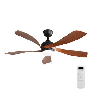 52-Inch Indoor <b>Ceiling</b> <b>Fan</b> with 3 Color Dimmable DC Motor 5 ABS Blades Remote Control & Reversible <b>Black</b> Wi Model W882P146311 - Product Image 1