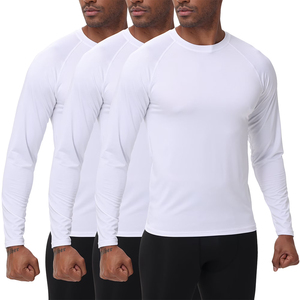 T-shirt de sport pour homme à manches longues, respirant, à séchage rapide, avec logo personnalisé, en polyester, couleur blanche - Product Image 1