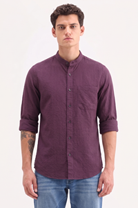 Camisa de Verano para Hombre Enovate, Casual, Texturizada, Cuello Mao, Doble Botonadura, Manga Larga, 100% Algodón, Transpirable, ODM - Product Image 2
