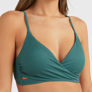 Conjunto de Bikini Cruzado Color Verde Azulado para Mujer, Top con Cintura Alta y Detalle de Cordón, Color Sólido, Spandex, Poliéster, Traje de Baño - Product Image 6