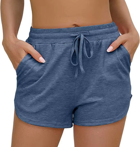 Leggings Deportivos Casuales para Mujer Hechos en Pakistán, Shorts Azules sin Costuras con Cordón y Bolsillo, Alta Elasticidad, Logotipo Personalizado, Venta al Por Mayor - Product Image 1