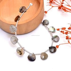 Perles en forme de coeur à facettes en labradorite naturelle faite à la main brin de pierres précieuses de qualité supérieure pour bijoux de mariage ou articles cadeaux - Product Image 2