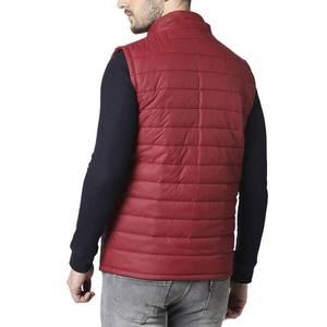 Gilets matelassés pour hommes, couleur bordeaux, très vendus, en coton épais et chaud, style zippé, sans manches. - Product Image 3