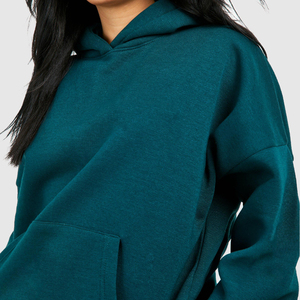 Conjunto de Sudadera con Capucha Color Verde Azulado para Mujer, con Bolsillos Laterales, Corte Holgado Informal, Manga Larga, Color Sólido, Ropa de Otoño - Product Image 5