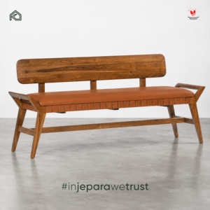 Teak Wood <b>Bench</b> with Leather Cushion Midcentury Modern Outdoor Furniture for Garden Courtyard Park Hotel Luxury Villa Use - Product Image 1