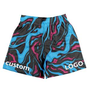 Custom Men's Sport Shorts Sublimation Print Breathable <b>Mesh</b> Elastic Waist Short Length With Logo Design - Product Image 1