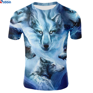 Custom Designed <b>Men's</b> Wolf 3D Print T-Shirt Short Sleeve O-Neck Casual <b>Animal</b> Pattern Breathable Regular Fit Polyester Shirt - Product Image 1