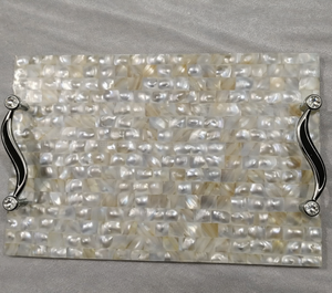 Rectangular <b>MOP</b> Inlay Serving Storage Trays With <b>Handles</b> Customized Handmade Luxury Wedding Ramadan Eid Trendy Serving Platters - Product Image 6