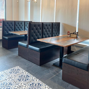 Sièges de banquet latéraux de luxe sur mesure à dossier haut en cuir noir <span class=keywords><strong>pour</strong></span> <span class=keywords><strong>restaurant</strong></span> de restauration rapide, <span class=keywords><strong>mobilier</strong></span> de café, avec boîte de rangement - Product Image 2