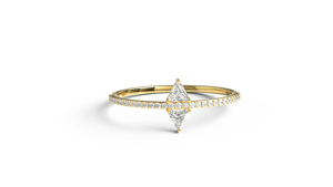 Anillo minimalista de oro de 18 quilates con forma de cometa y diamantes para mujer, con banda de diamantes redondos, anillo de compromiso de media eternidad, joyería fina. - Product Image 1