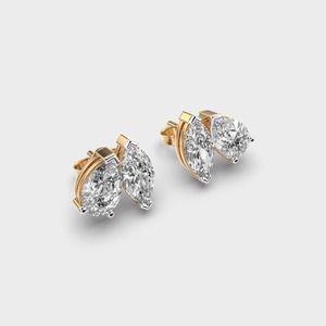 IGI Certified Lab Grown Pear & Marquise Diamond Stud <b>Earrings</b> 9K Yellow / White / Rose Gold Toi et Moi Diamond <b>Earrings</b> - Product Image 3