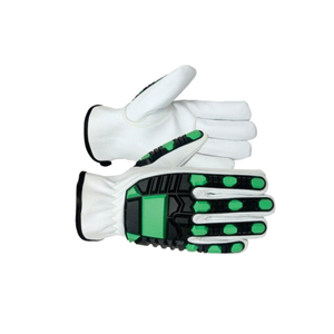 Custom Logo Cowhide Goat Leather <b>Driver</b> <b>Gloves</b> Safety Cuff TPR Impact Protection Breathable Comfortable High Quality Impact - Product Image 5