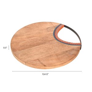 Tabla de Cortar Redonda de Madera de Alta Calidad, Estilo Ecológico para Cocina, Frutas, Queso, Plato Redondo Sostenible para Pizza - Product Image 4