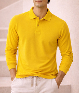 เสื้อโปโลผู้ชาย OEM ขายส่ง ใหม่ 100% ผ้าฝ้าย แขนยาว ป้องกันรังสียูวี ระบายเหงื่อ แห้งเร็ว เหมาะสำหรับตีกอล์ฟ - Product Image 2