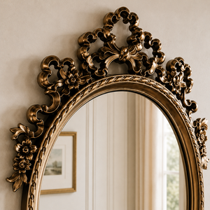 Antique <b>Gold</b> Oval Wall <b>Mirror</b> Ornate Floral Scroll <b>Frame</b> Vintage Decorative <b>Mirror</b> for Bedroom Living Room Home Decor - Product Image 4
