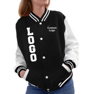เสื้อแจ็คเก็ตบอมเบอร์แบบ Letterman Varsity คุณภาพสูง ปักลายเชนิลล์ตามสั่ง ตัวเสื้อทำจากผ้าขนสัตว์ แขนเสื้อทำจากหนัง สำหรับผู้ชาย - Product Image 1