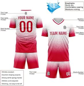 Maillots de football d'équipe à prix réduit d'usine, logo personnalisé, nom et numéro, tissu léger à séchage rapide et anti-humidité - Product Image 3