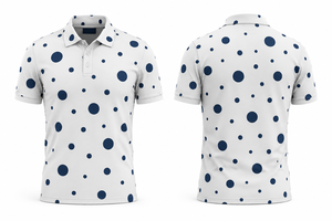 เสื้อโปโลชายสีขาวลายจุด แขนสั้น ผ้าฝ้ายอ๊อกซ์ฟอร์ด ดีไซน์ลำลอง ระบายอากาศได้ดี - Product Image 6
