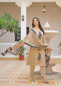 Premium 60x60 Cotton <b>Panel</b> Kurta Set with Original <b>Mirror</b> Work Ethnic Women Wear Designer Indian Outfit - Product Image 2